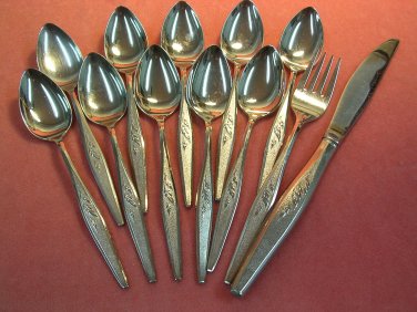 ONEIDA WOODMERE COMMUNITY 12pc STAINLESS FLATWARE SILVERWARE