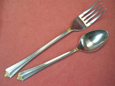 ONEIDA GOLDEN PUCCINI FORK & TEASPOON NORTHLAND STAINLESS STEEL FLATWARE SILVERWARE