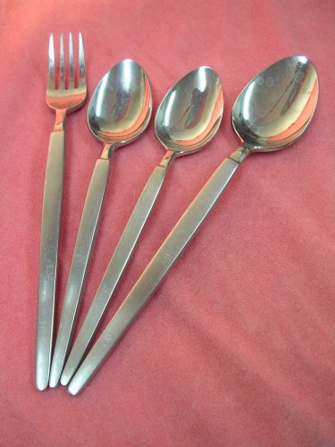STANLEY ROBERTS SILVER ASTRO SRI FORK &3 SPOONS STAINLESS FLATWARE SILVERWARE
