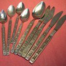 GOLD STANDARD NIGHT BLOSSOM 9pc STAINLESS FLATWARE SILVERWARE