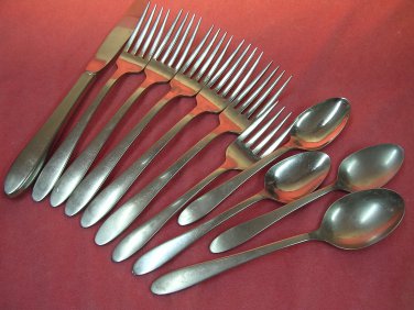 ONEIDA GLEN COVE TAPER KNIFE &4SPOONS 6FORKS ALL AMERICAN STAINLESS FLATWARE SILVERWARE