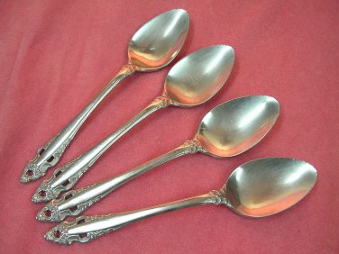 GORHAM PIERCED BAROQUE 4 TEASPOONS STAINLESS FLATWARE SILVERWARE