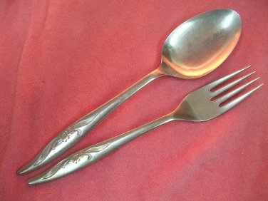ONEIDA LTD OHS 16 OHS16 PLACE FORK & SERVING SPOON STANHOME STAINLESS FLATWARE SILVERWARE