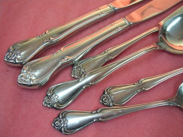 ONEIDA ARBOR TRUE ROSE CHAPLET 5pc 1881 ROGERS LTD STAINLESS FLATWARE SILVERWARE