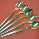 INTERNATIONAL OLD COLONY 5 ICED TEA SPOONS STAINLESS FLATWARE SILVERWARE