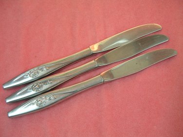 ONEIDA LASTING ROSE 3 PLACE KNIVES DELUXE STAINLESS FLATWARE SILVERWARE