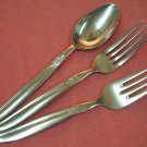 MONTGOMERY WARD MW GRAPE PLACE & TEA SPOONS & FORK STAINLESS FLATWARE SILVERWARE