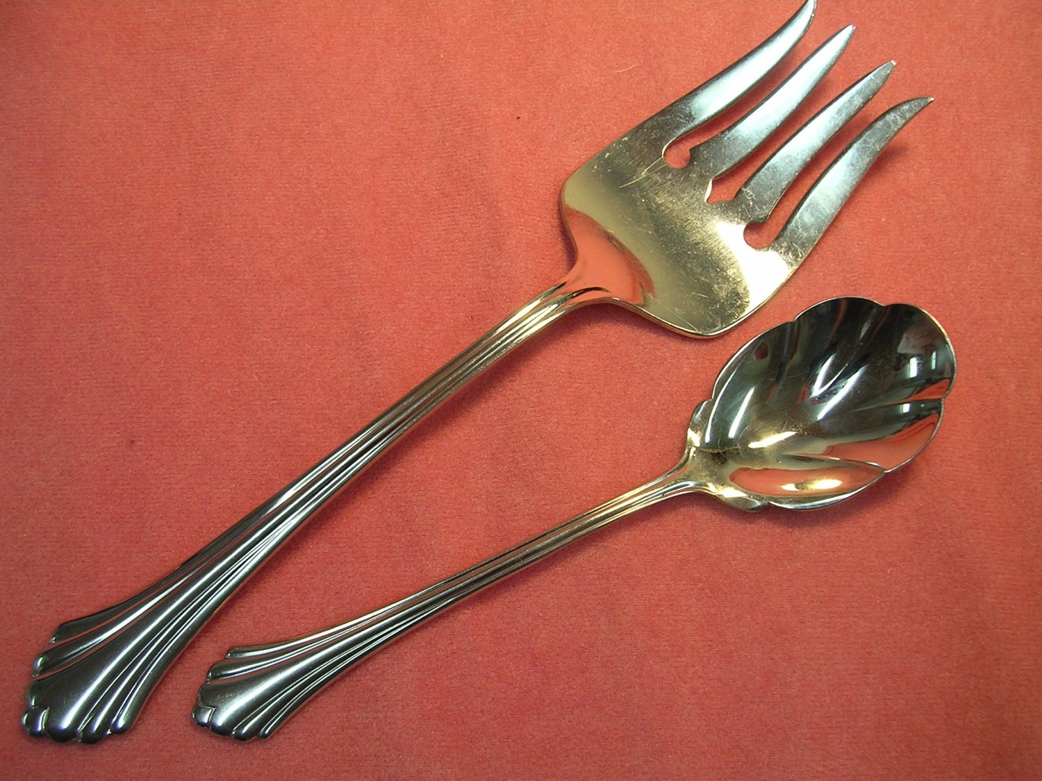 ONEIDA BANCROFT or FORTUNE SERVING FORK & SUGAR STAINLESS FLATWARE