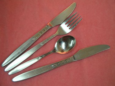 AMEFA TULIP TIME TEASPOON FORK &2 KNIVES HOLLAND STAINLESS FLATWARE SILVERWARE