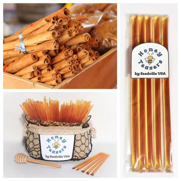 5 Pack Cinnamon Honey Teasers Natural Honey Snack Sticks Honeystix Straws Fresh