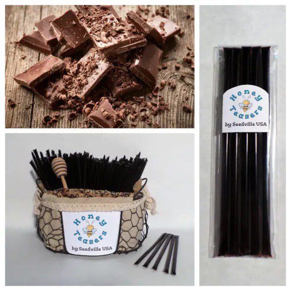 5 Pack Chocolate Honey Teasers Natural Honey Snack Sticks Honeystix Straws Fresh
