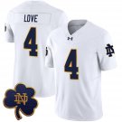 Men's & Youth Notre Dame Fighting Irish #4 Jeremiyah Love White Stitched Jersey