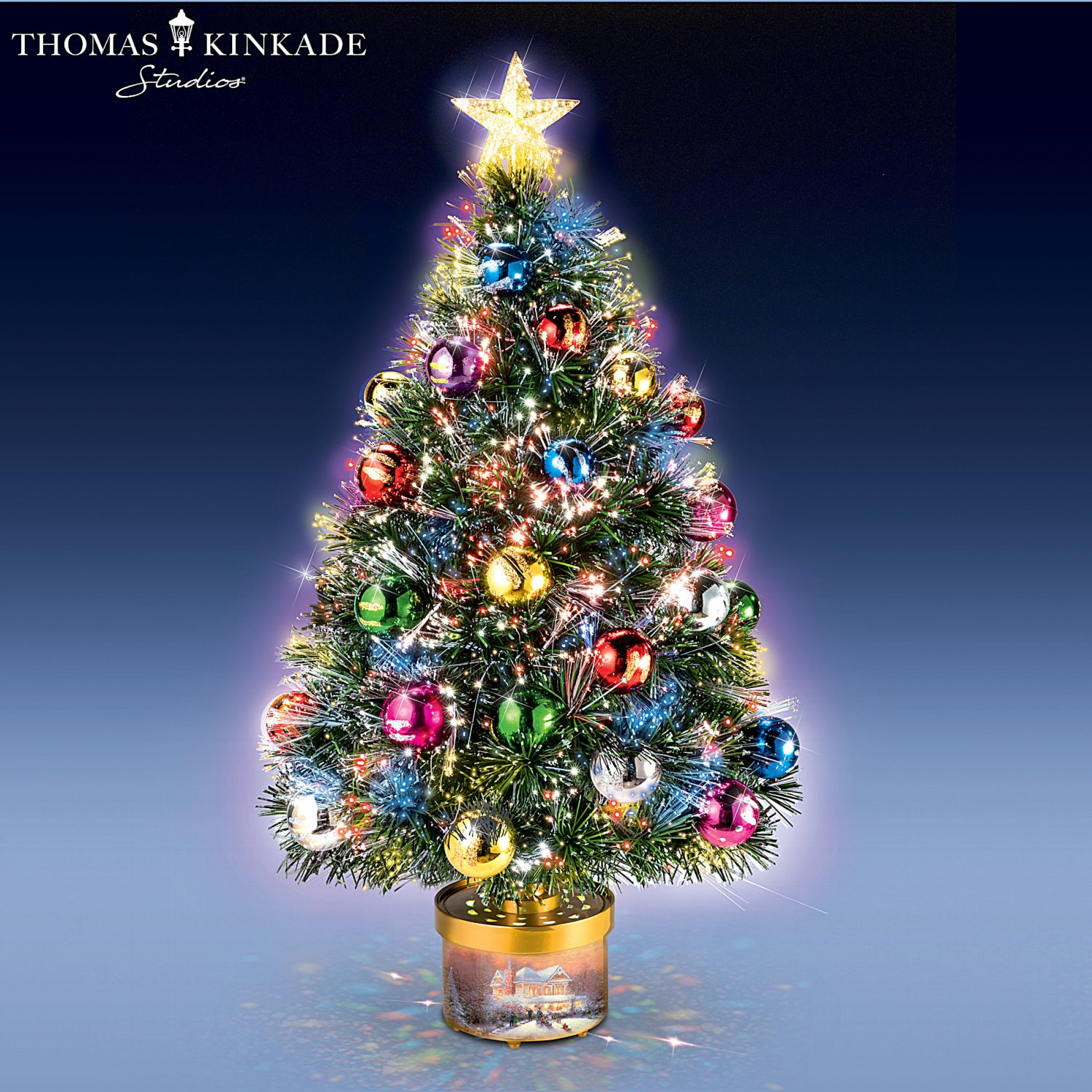 Thomas Kinkade Rotating Tree With ColorChanging Lights