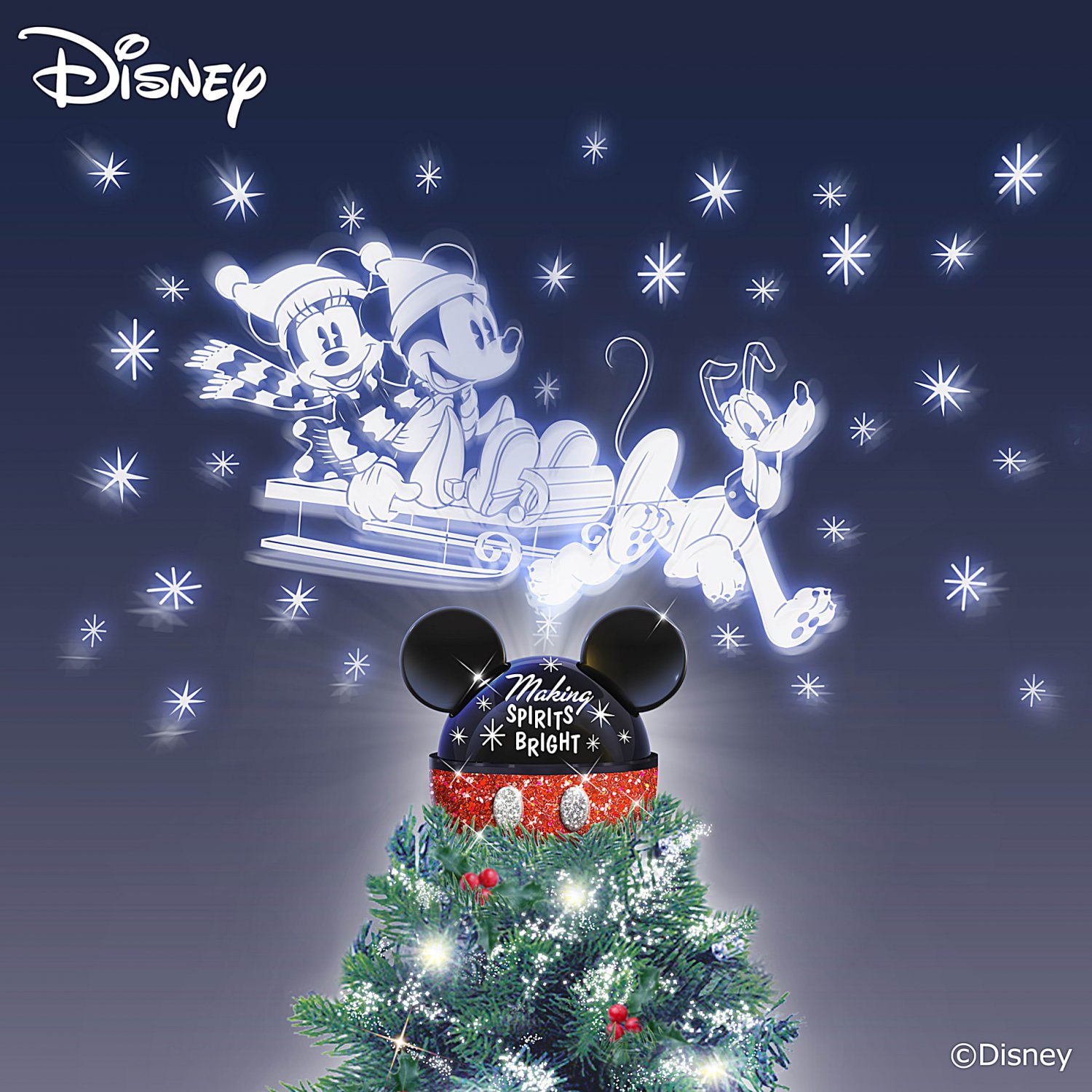 Disney's Mickey Mouse Tree Topper Projects Rotating Lights