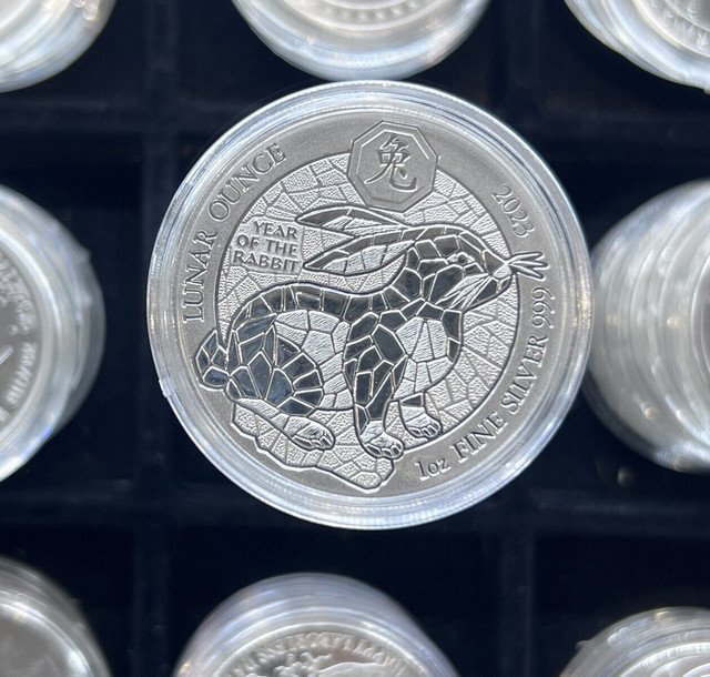 2023 1 oz Rwandan Silver Lunar Rabbit Sealed W Capsule 1 US Coin Bu