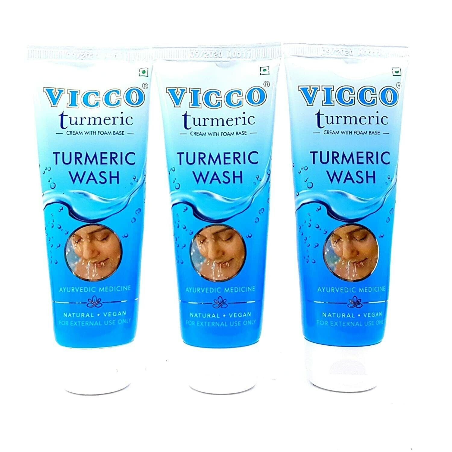 VICCO TURMERIC FOAM FACE WASH LIQUID PACK OF 3 PCS 70 GM
