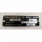 Honda Motor Co. Ltd. Tokyo Japan CB360 Frame Data Plate MFG. Year 197