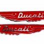 Pair Ducati Scrambler Petrol Gas Fuel Tank Red Badge Motif Emblem Alloy Vintage