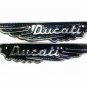 Ducati Scrambler Petrol Gas Fuel Tank Badge Motif Emblem Set Alloy "BLACK"
