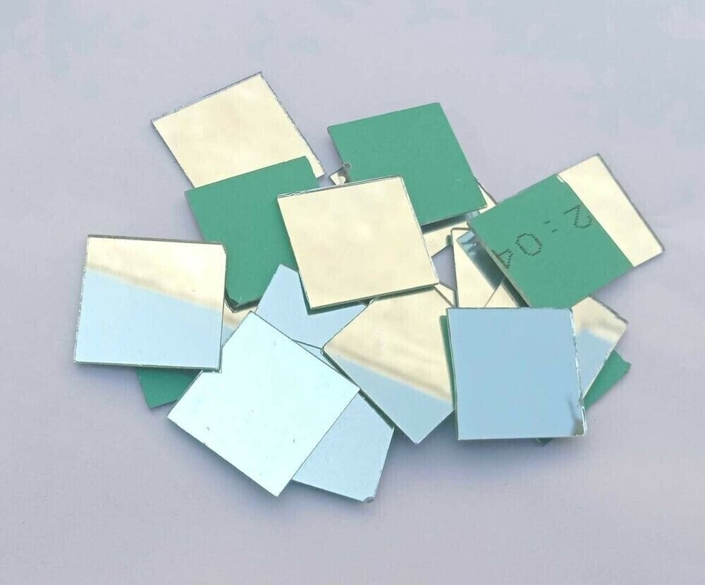 100 Pcs -7 mm Square Silver Craft Glass Mirror Hand Cut Stained Small Tile D&Atilde;&copy;cor