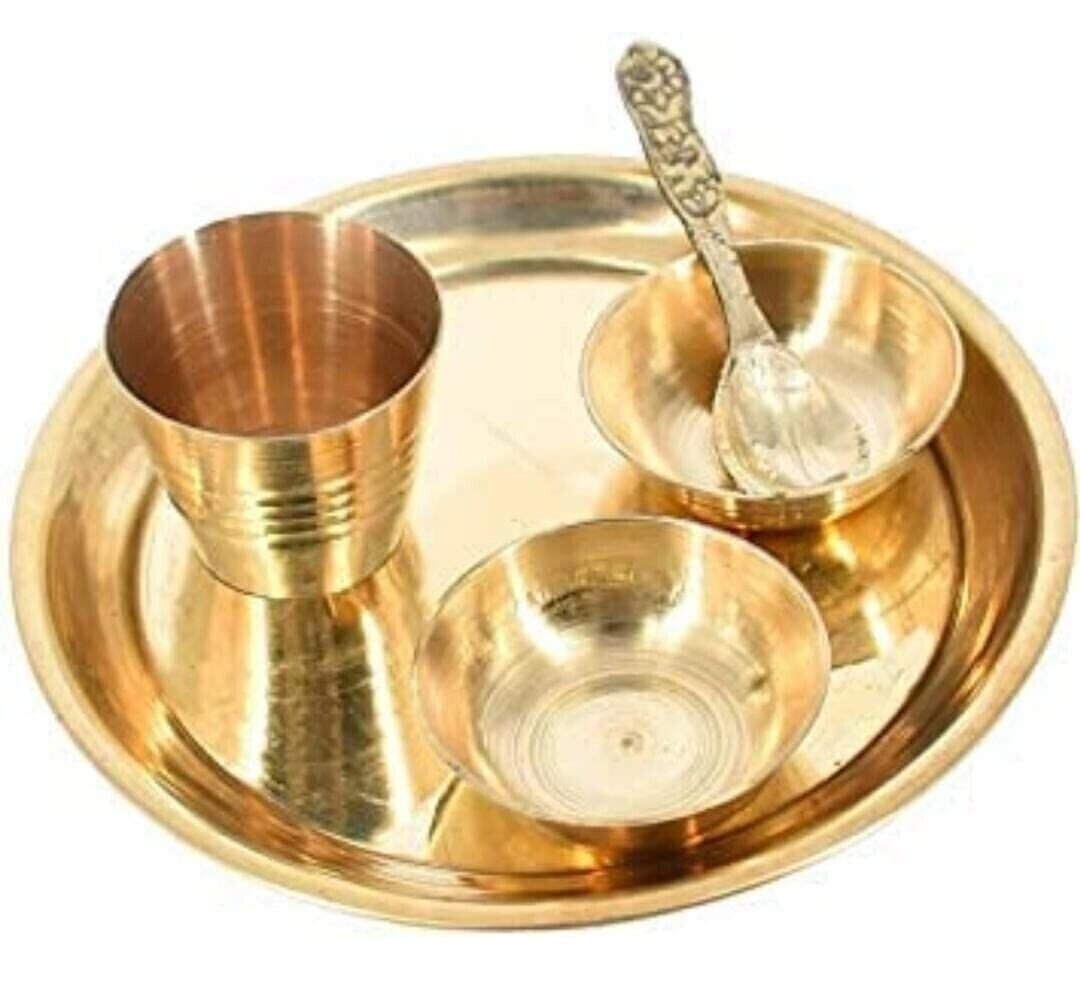 Brass Bhog Thali 12cm Plate Laddu Gopal/Krishna Pooja Set Temple Home Office