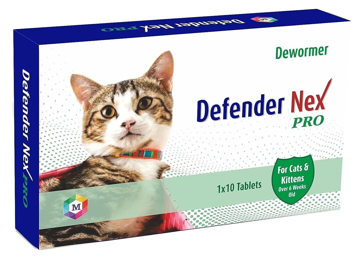 Defender Nex Pro Natural Dewormer for cat of All Life Stages 10 Tablet pack of 2