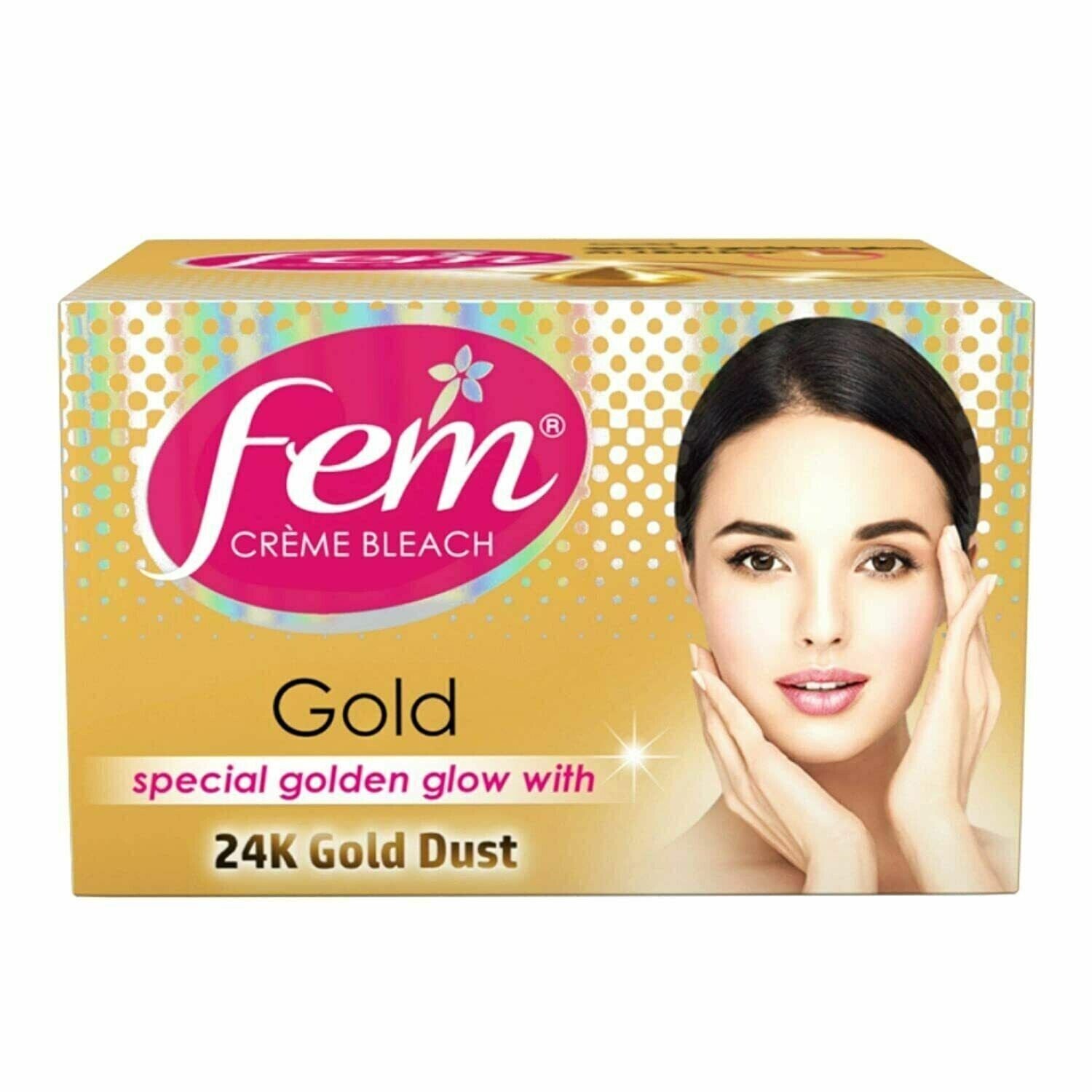 Fem Cream Creme Bleach Face Skin Whitening - 24k Gold Dust 24g -Free Shipping