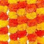 Yellow Orange Artificial Marigold Flowers for Home Decoration Pack of 10 Strings