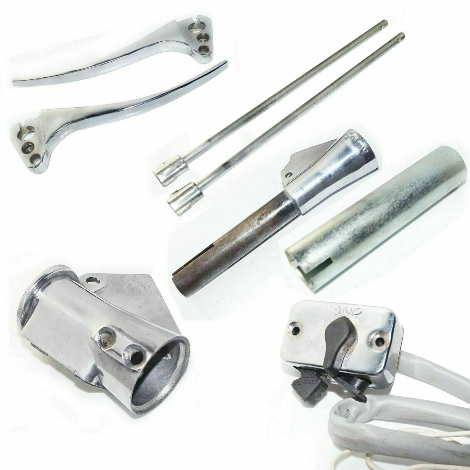 New Polished Gear Support Lever Switch Kit For Series 2 Lambretta LI Model