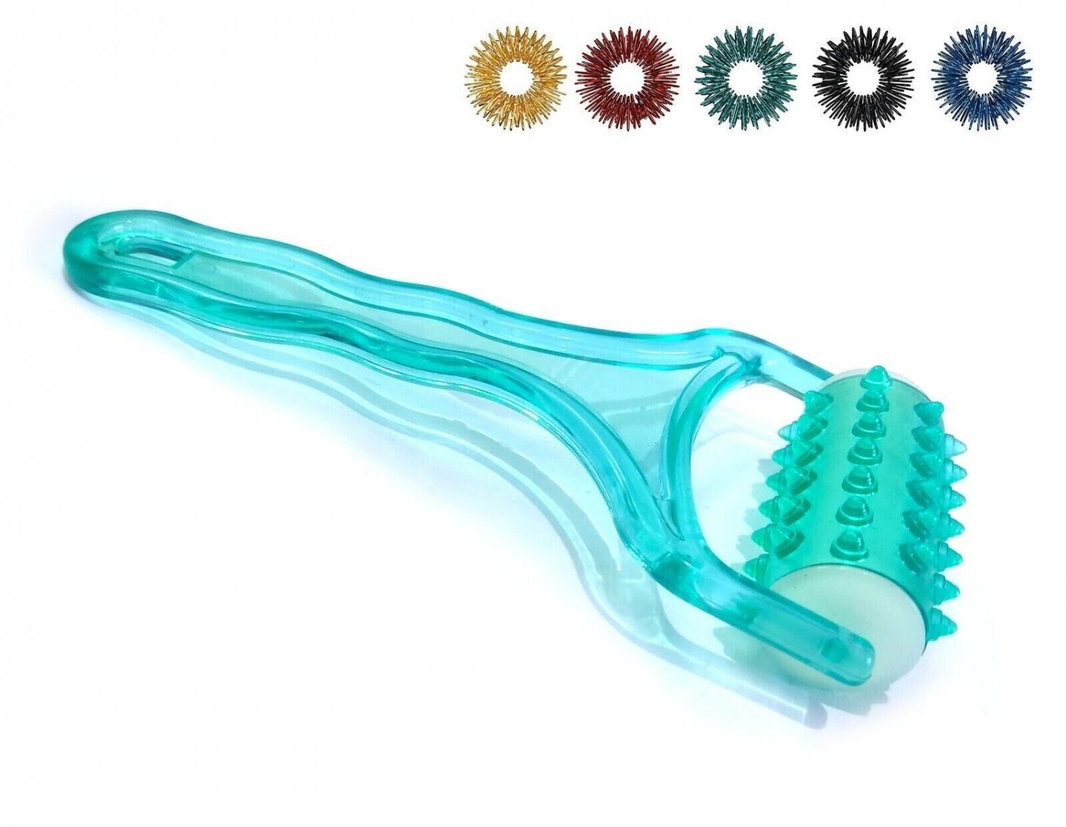 Acupressure Plastic Hand Held Full body Massage Roller + 5 Sujok Rings