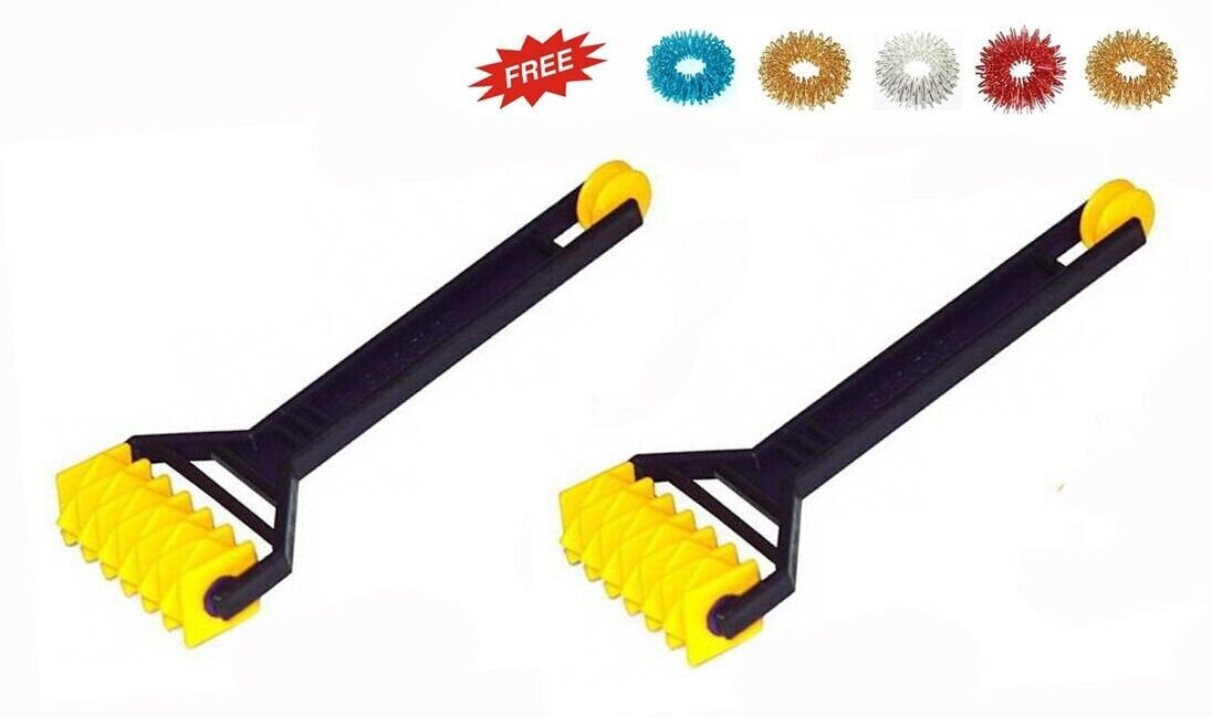 Acupressure Plastic Mini Double Roller Massager (Set of 2) + Free 5 Sujok Rings