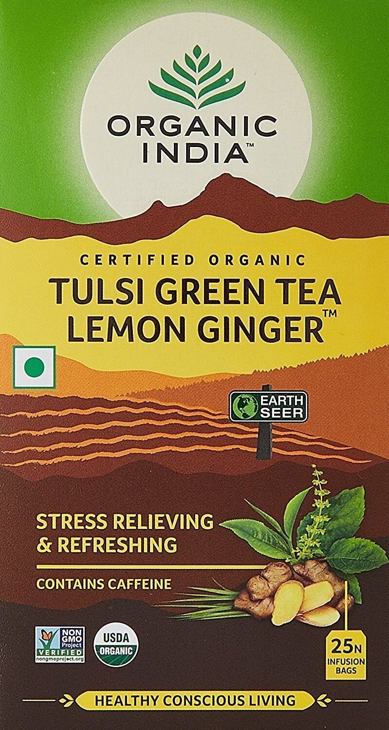 Organic India Tea for Immunity, Flavour Lemon Ginger Green Tea -25 Tea Bags