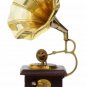 Showpiece Gramophone Phonograph Wood Brass Horn Ornament Halloween Decor & Gift