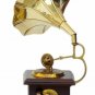 Showpiece Gramophone Phonograph Wood Brass Horn Ornament Halloween Decor & Gift