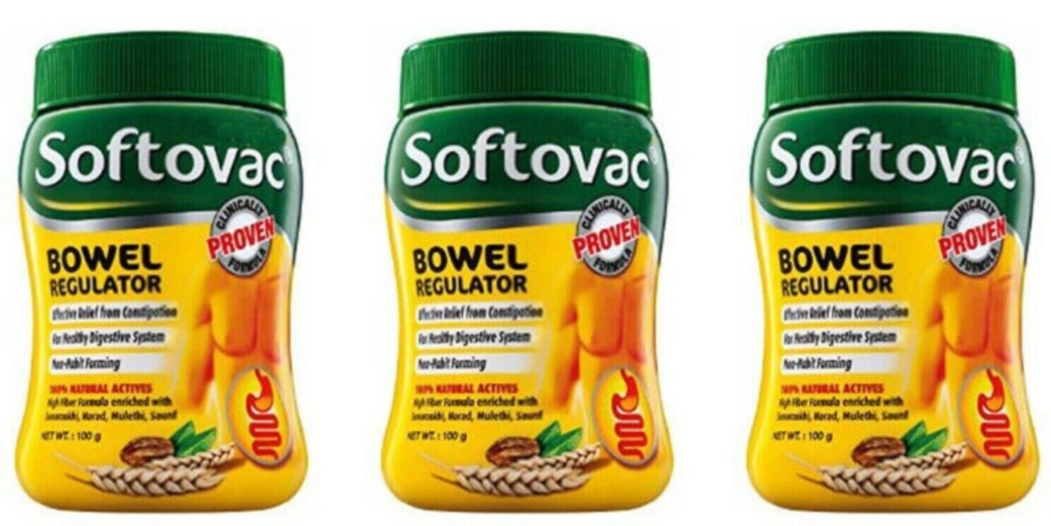 3x Softovac Regular Bowel Regulator For Effective Relief From Constipation 100GM
