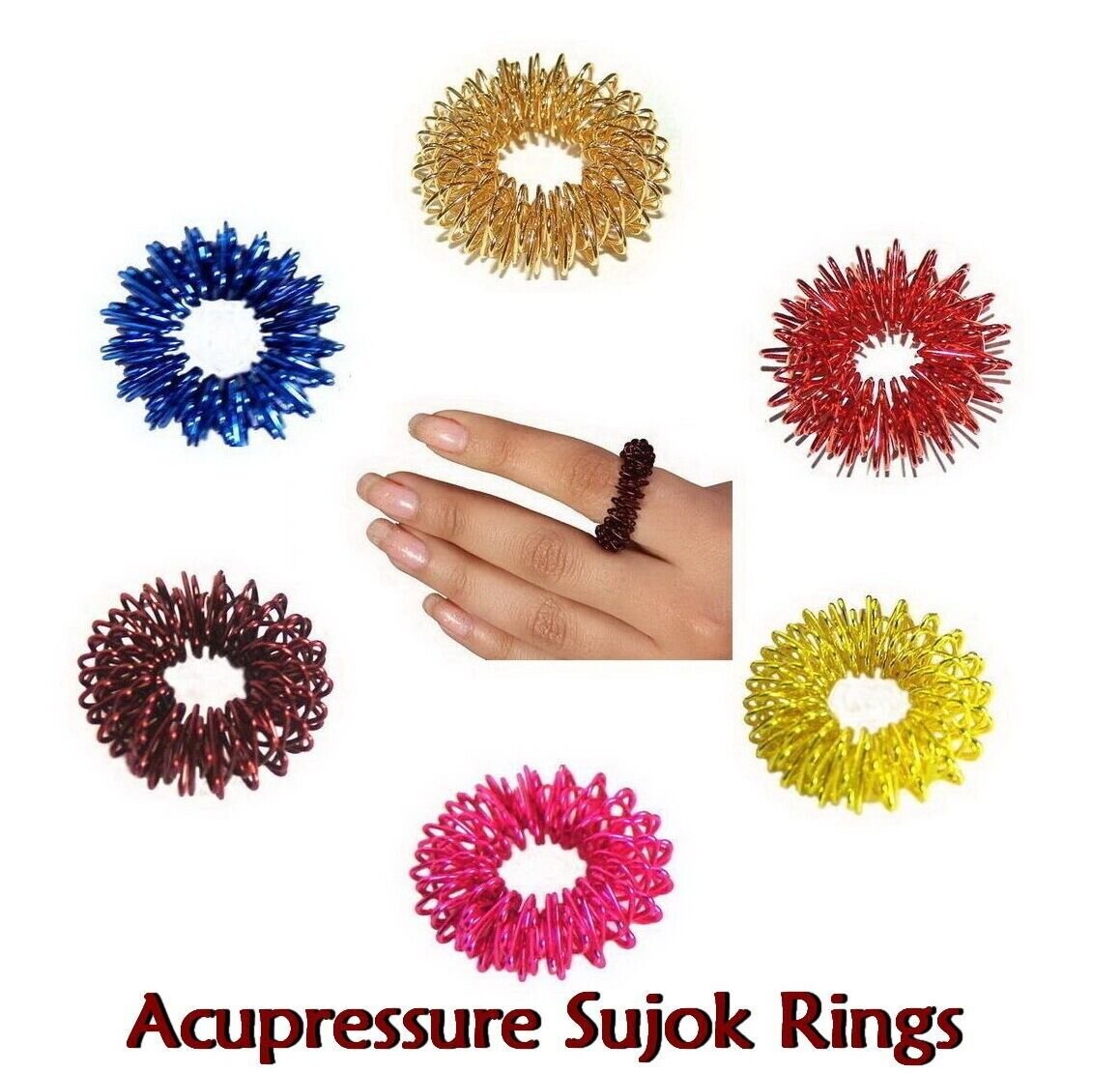 Acupressure Sujok Therapy Finger Massager Rings (Set Of 100)