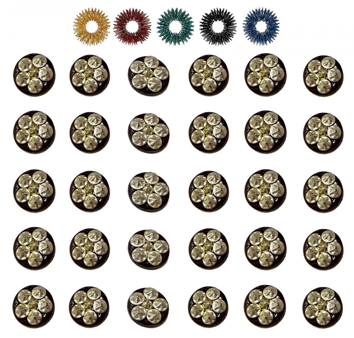 Sujok 6 Star Cluster Magnets - Round (Set of 500) + 5pcs Sujok Acupressure Rings