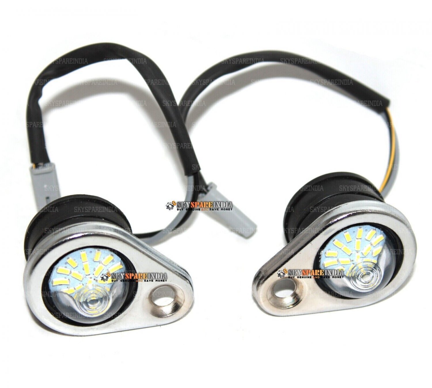 White LED Pilot Lamp Light Fit for Royal Enfield New Classic Reborn 350cc Pair