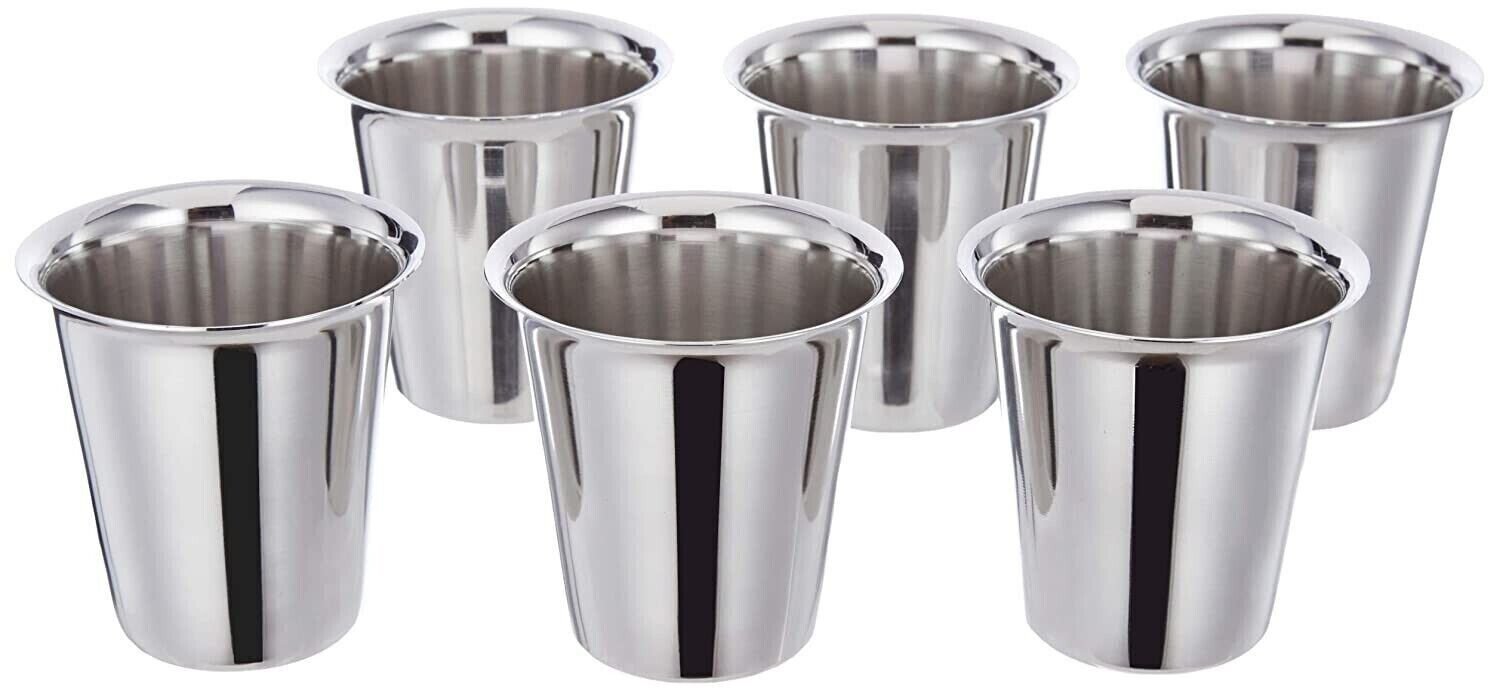Stainless Steel Glass Set Tea Cup Glasses For Drinkware And Tableware- Pack Of 6