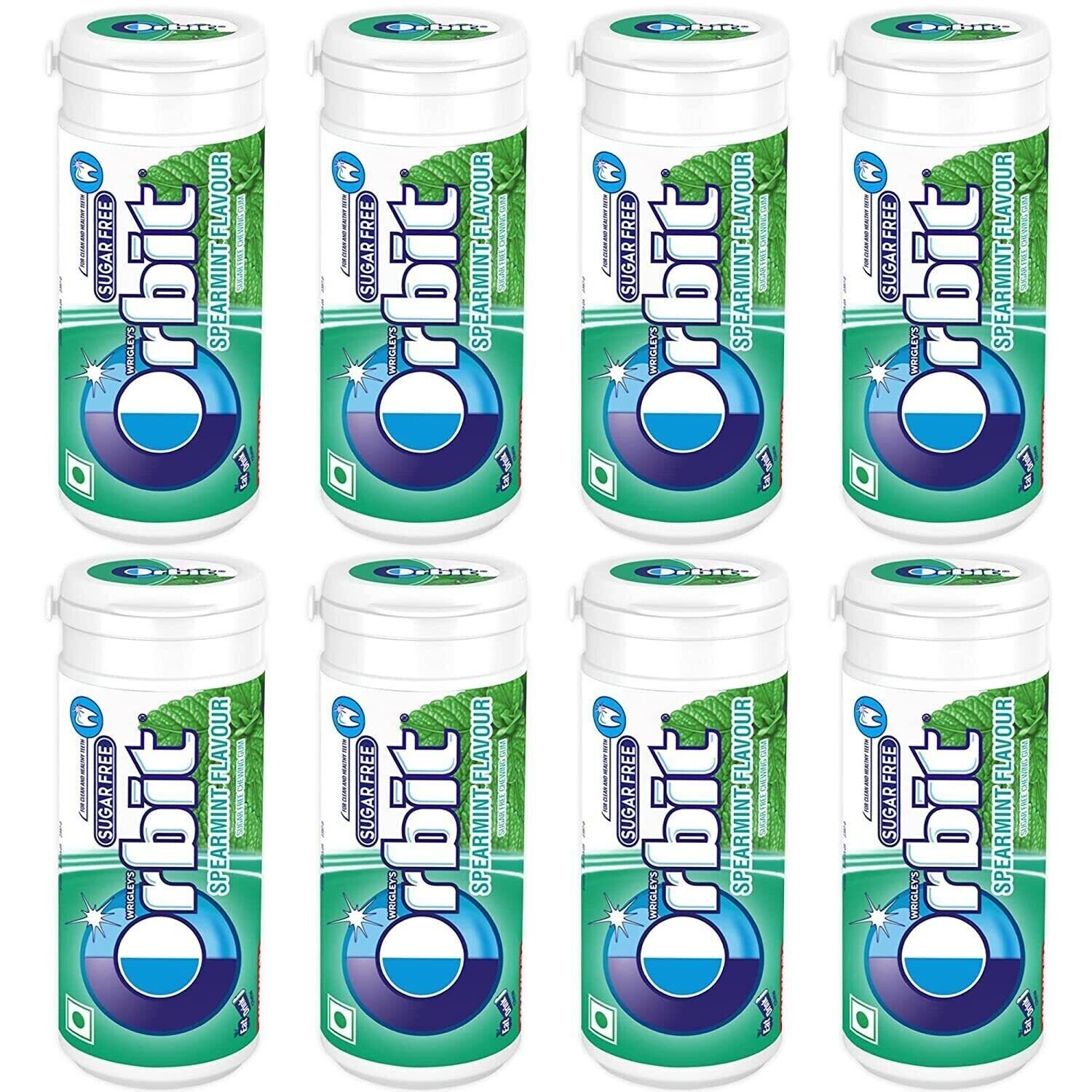 Orbit Wrigley Spearmint Flavour Sugar Free Chewing Gum Pocket Bottle 22g x 8