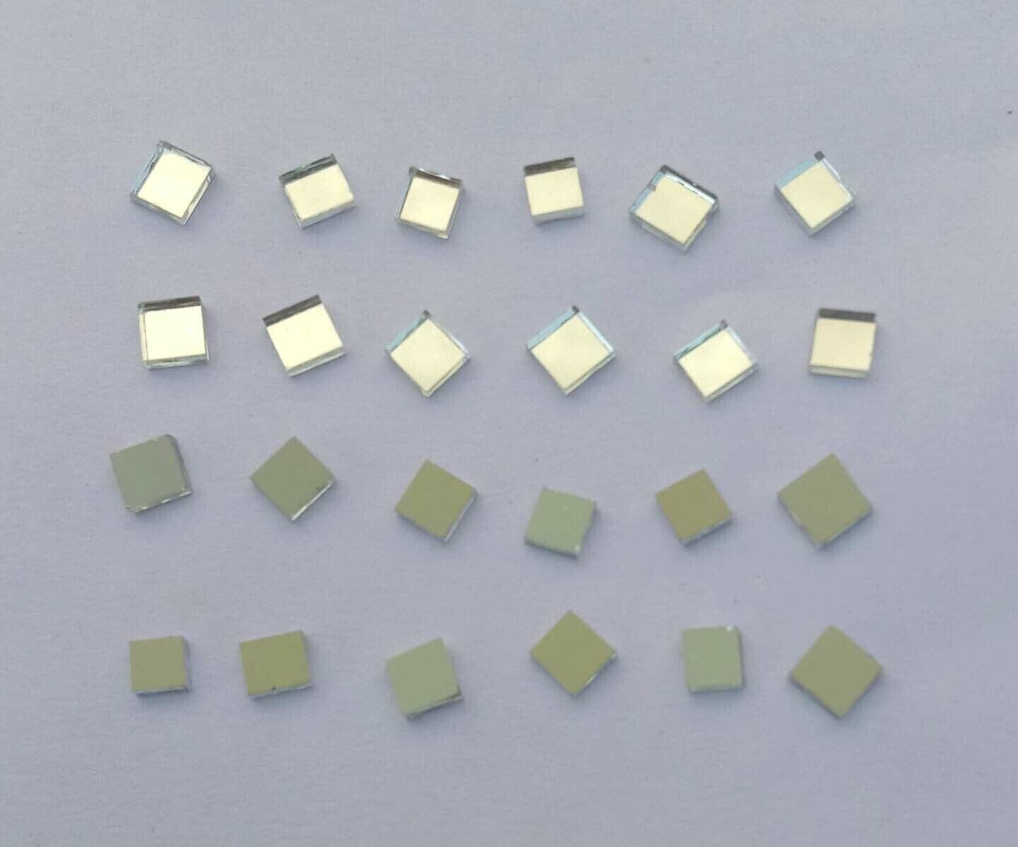 100 Pieces, 7mm Square Silver Craft Glass Mirror Hand Cut Small Tile Decor