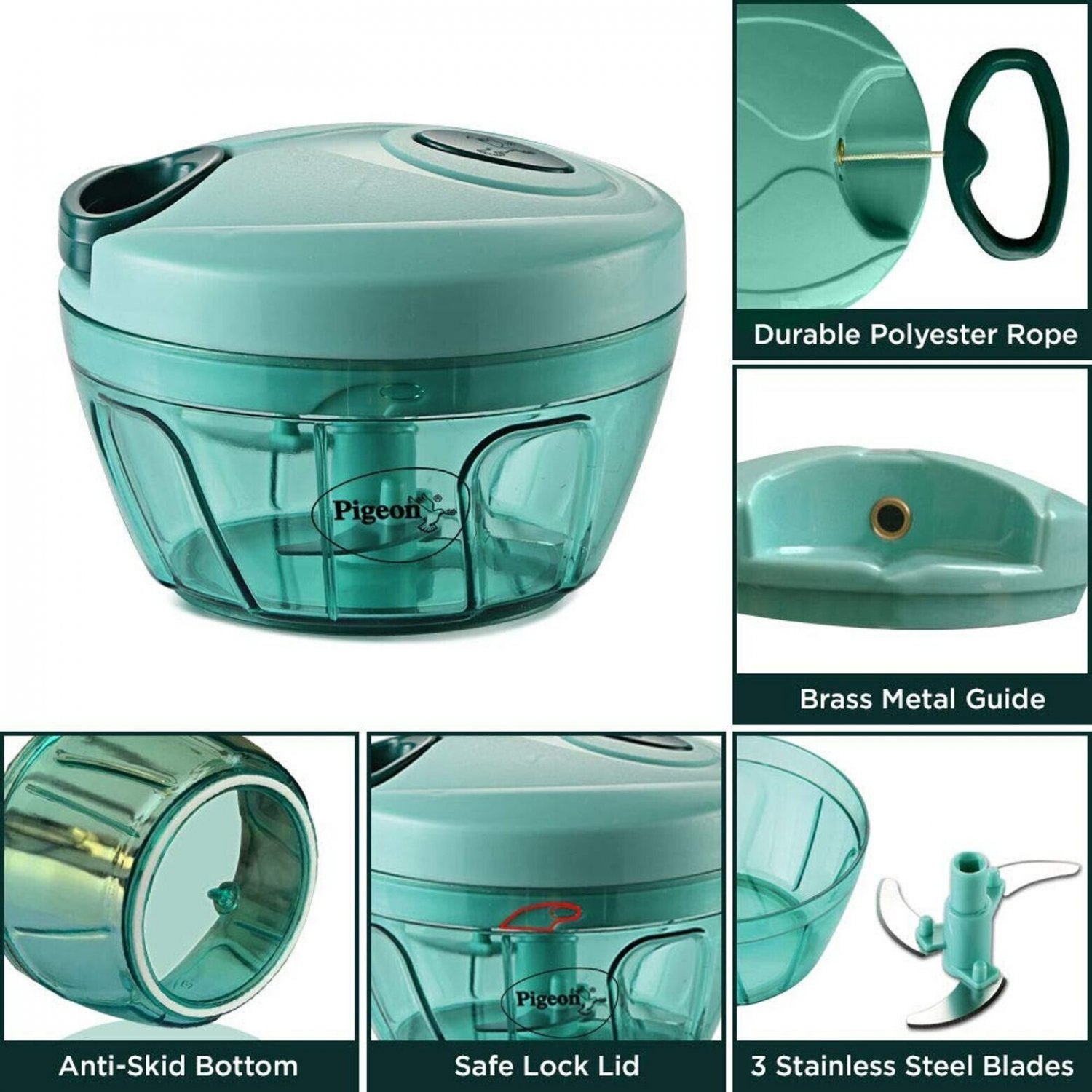 Pigeon Polypropylene Mini Handy and Compact Chopper with 3 Blades 400ml Bowl