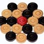Wooden Carrom Game Coins & Striker Set Wooden Checkers(24 Pieces + 1 Striker)
