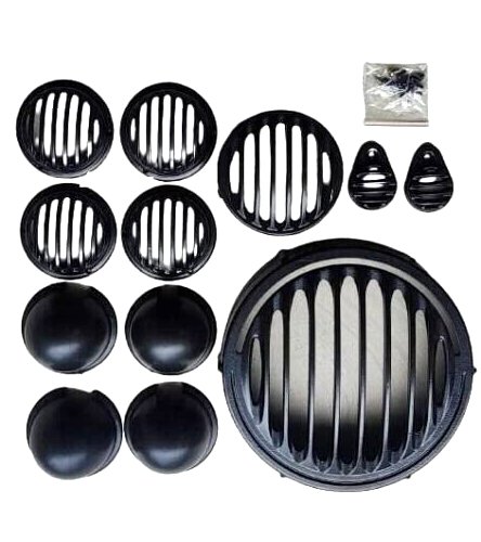 Headlight Grill Set Black Alloy Metal for Royal Enfield Classic Reborn 350