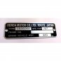 Honda Motor Co. Ltd. Tokyo Japan CB350K4 Frame Data Plate MFG. Year 197