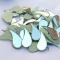 100 Pieces, 35 mm Drop Shape Silver Craft Glass Mirror Hand Cut Tile Decor M-52