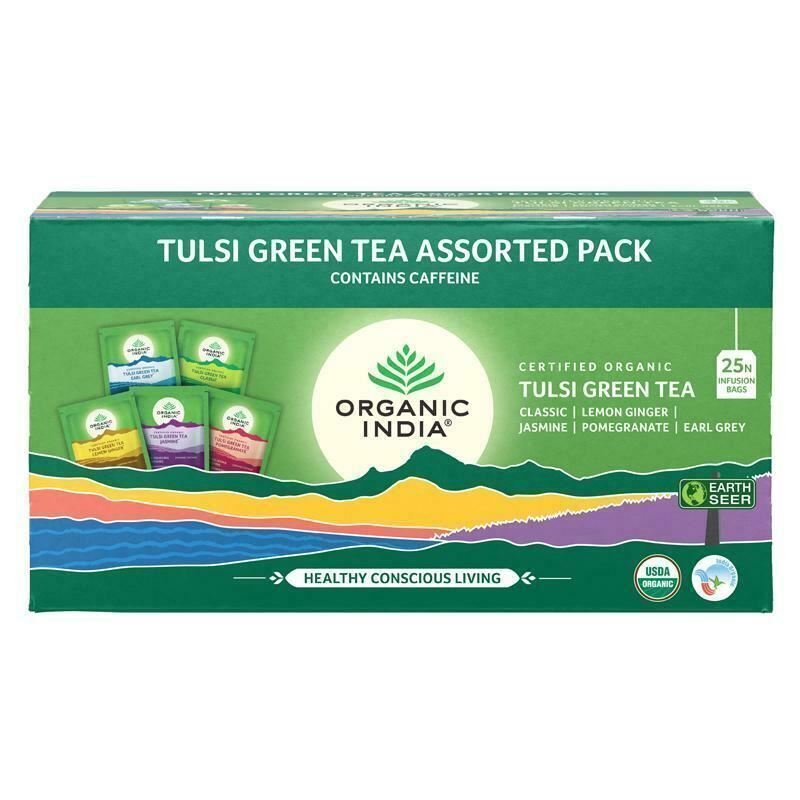 Organic India Tea for Immunity, Flavour Assorted Green Tea-25 Tea Bags