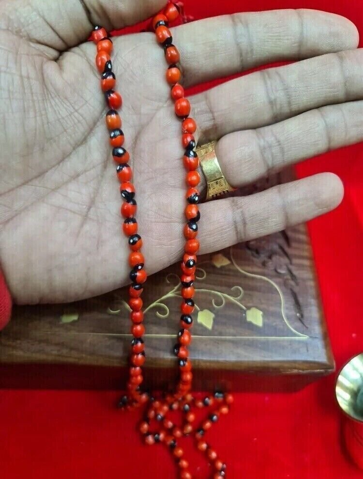 Original Red Chirmi Mala Gunja Seed Prayer Bead 108 beads for wealth Benefits