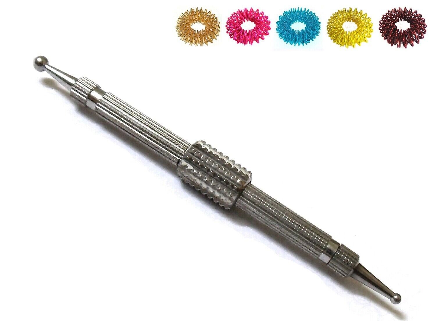 2 Pcs Sujok Acupressure Probe Mega Diagnostic Roller Dismandable Jimmy + Rings