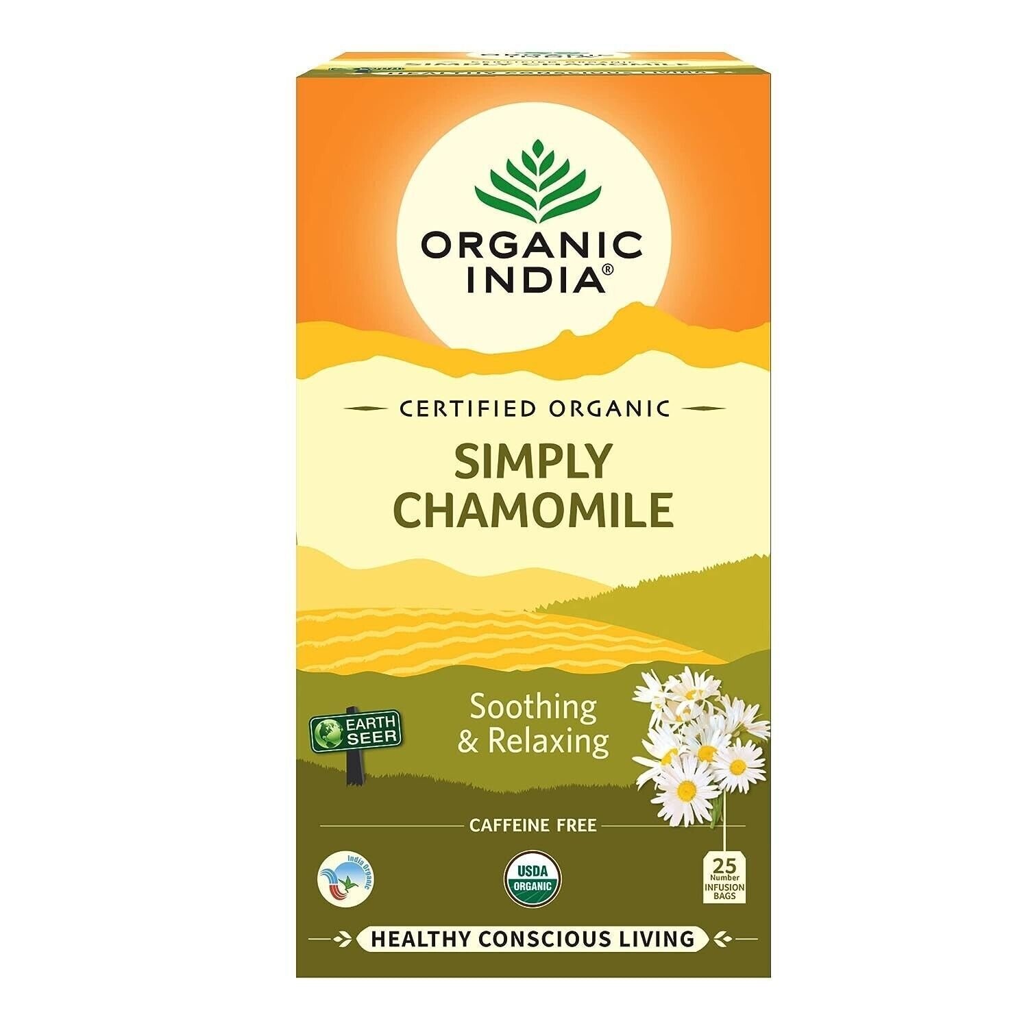 Organic India Tea for Immunity, Flavour Simply Chamomile Green Tea-25 Tea Bags